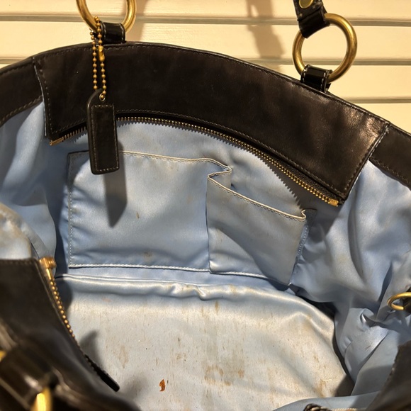 Coach Black Leather Tote with Gold Accents - Picture 6 of 10